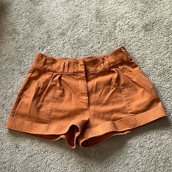 ryegrass Pants - Ryegrass Burnt Orange High Waisted Shorts | Size 12